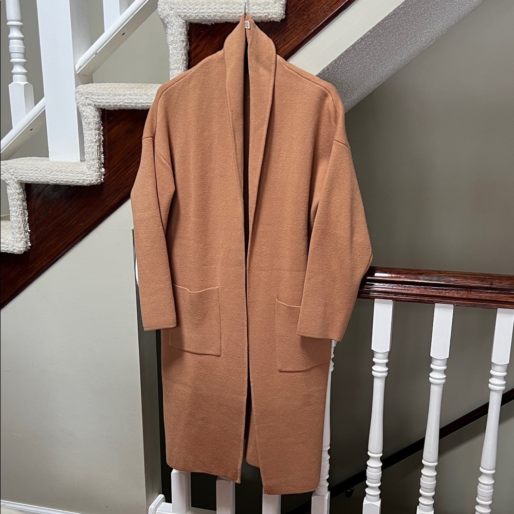 Mango Sweater Coat Camel